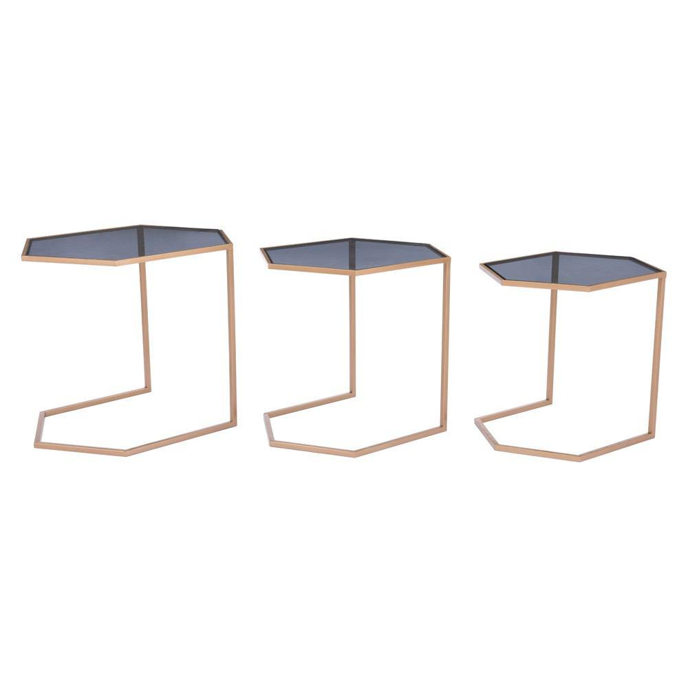 Zuo Geo Nesting Tables Black & Gold - Set Of 3