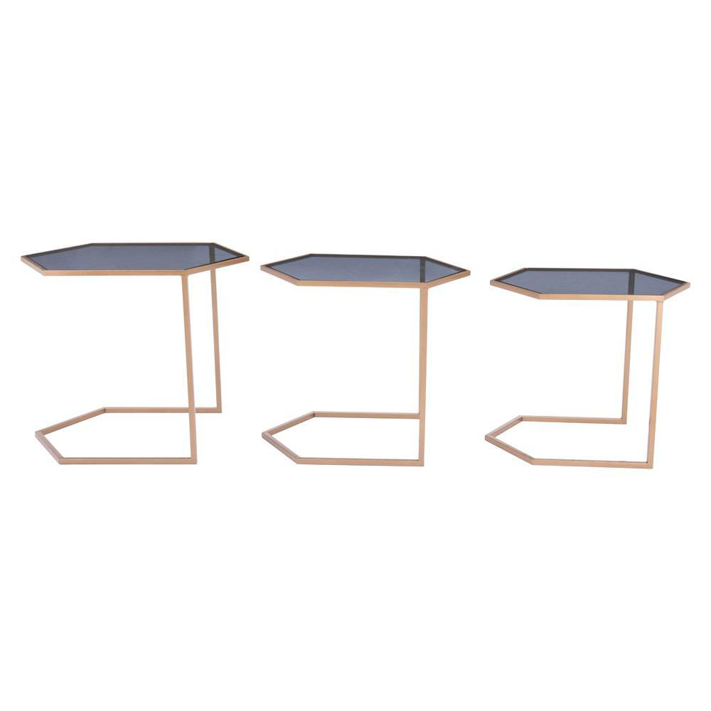 Zuo Geo Nesting Tables Black & Gold - Set Of 3