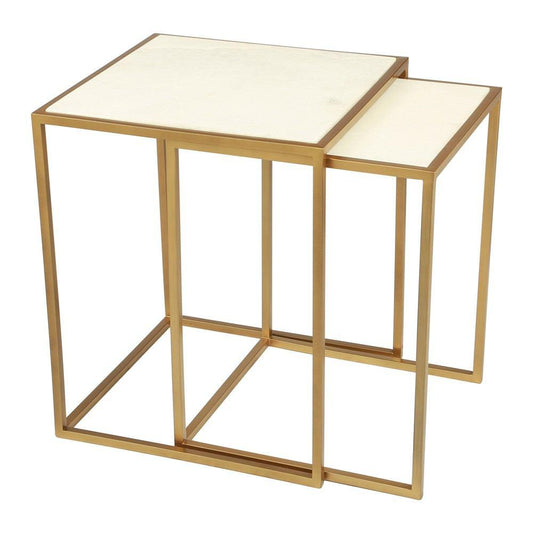 Zuo Kensington Nesting Tables Stone & Brass