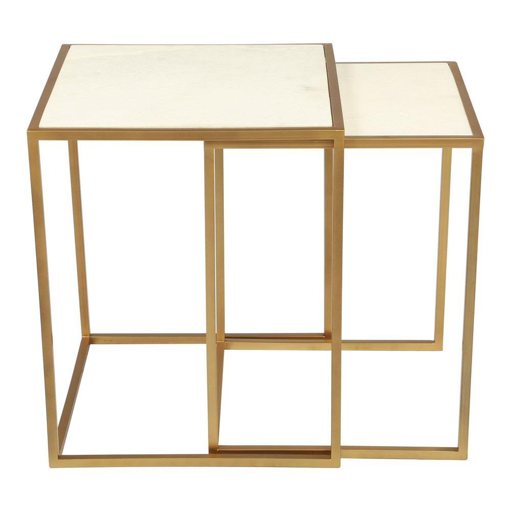 Zuo Kensington Nesting Tables Stone & Brass