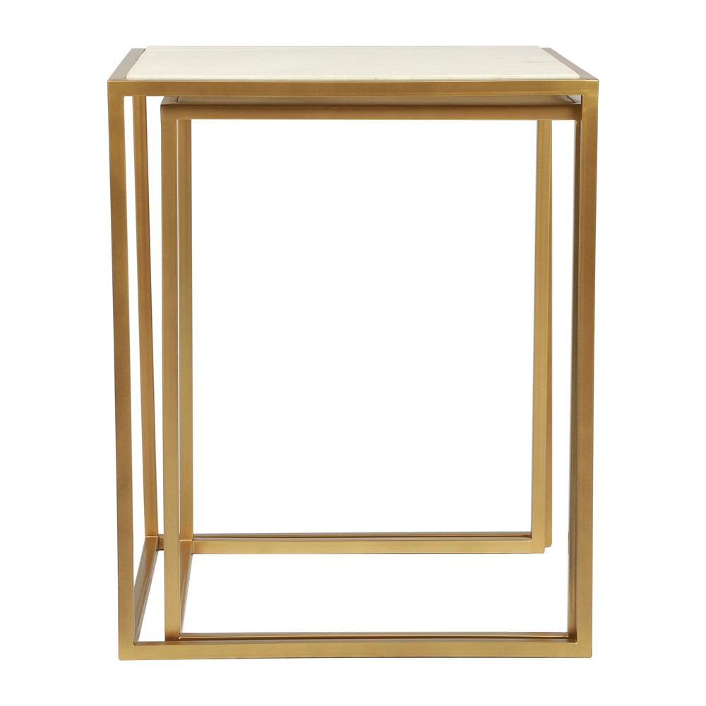 Zuo Kensington Nesting Tables Stone & Brass