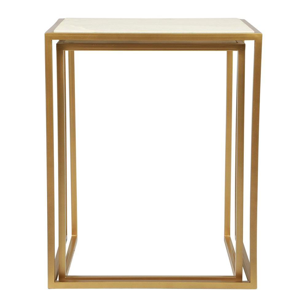 Zuo Kensington Nesting Tables Stone & Brass