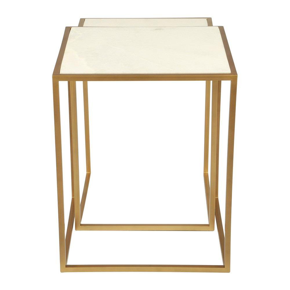 Zuo Kensington Nesting Tables Stone & Brass