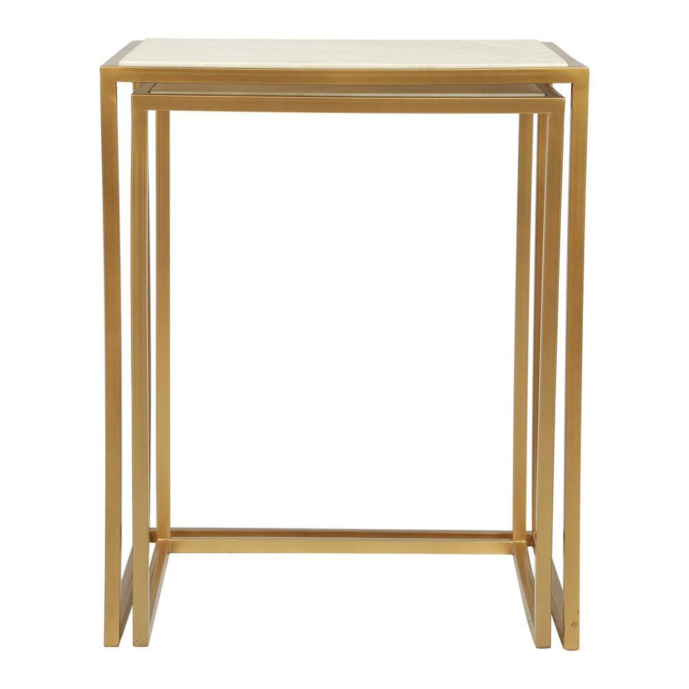 Zuo Kensington Nesting Tables Stone & Brass