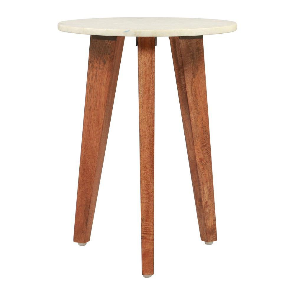 Zuo Axton End Table White Marble & Wood