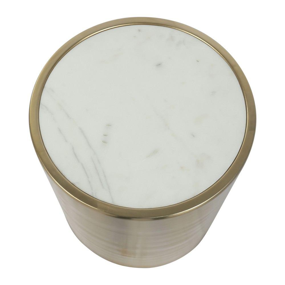 Zuo Emma Accent Table White Marble & Brass