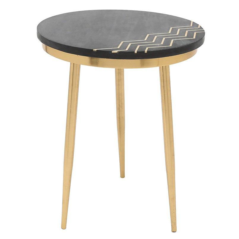 Zuo Rumi Accent Table Set Black Marble & Brass