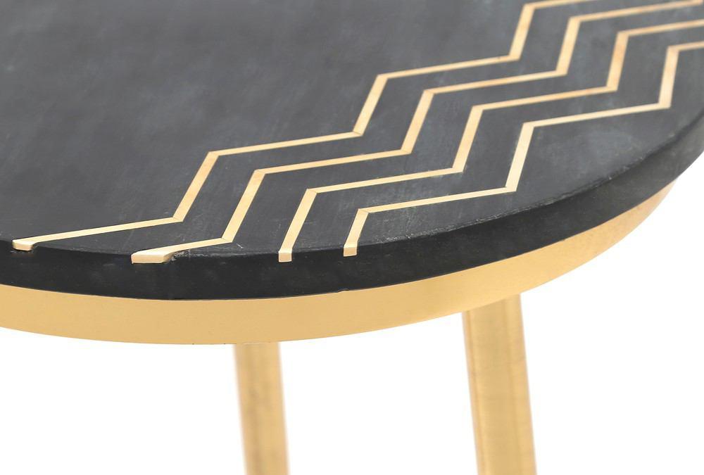 Zuo Rumi Accent Table Set Black Marble & Brass