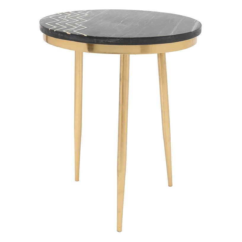 Zuo Rumi Accent Table Set Black Marble & Brass