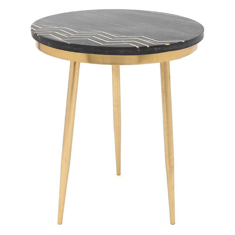 Zuo Rumi Accent Table Set Black Marble & Brass