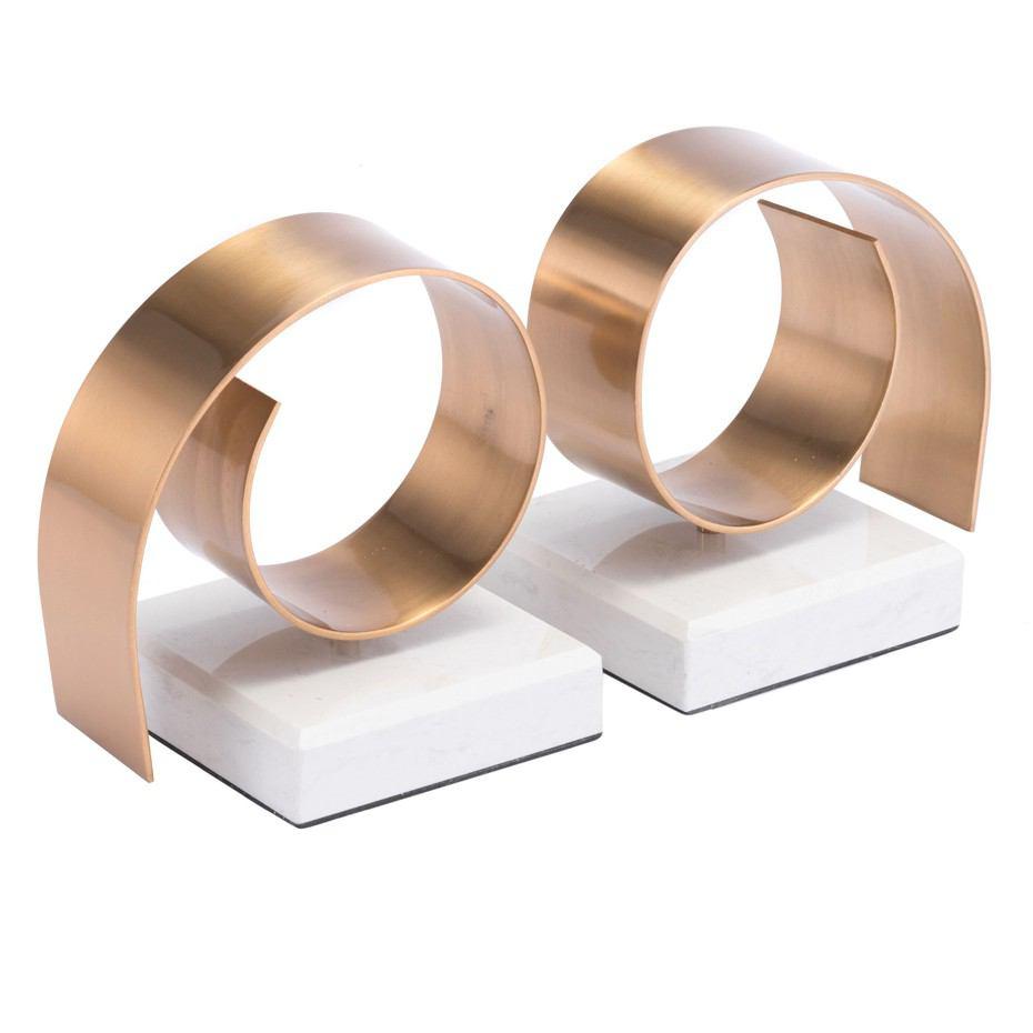 Zuo Rizz Bookends White & Gold