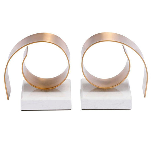 Zuo Rizz Bookends White & Gold