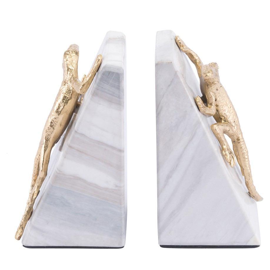 Zuo Iguana Bookends White & Gold