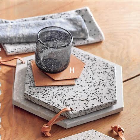 Roost Geometric Leather Coaster - Set Of 12