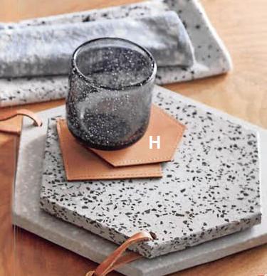 Roost Geometric Leather Coaster - Set Of 12