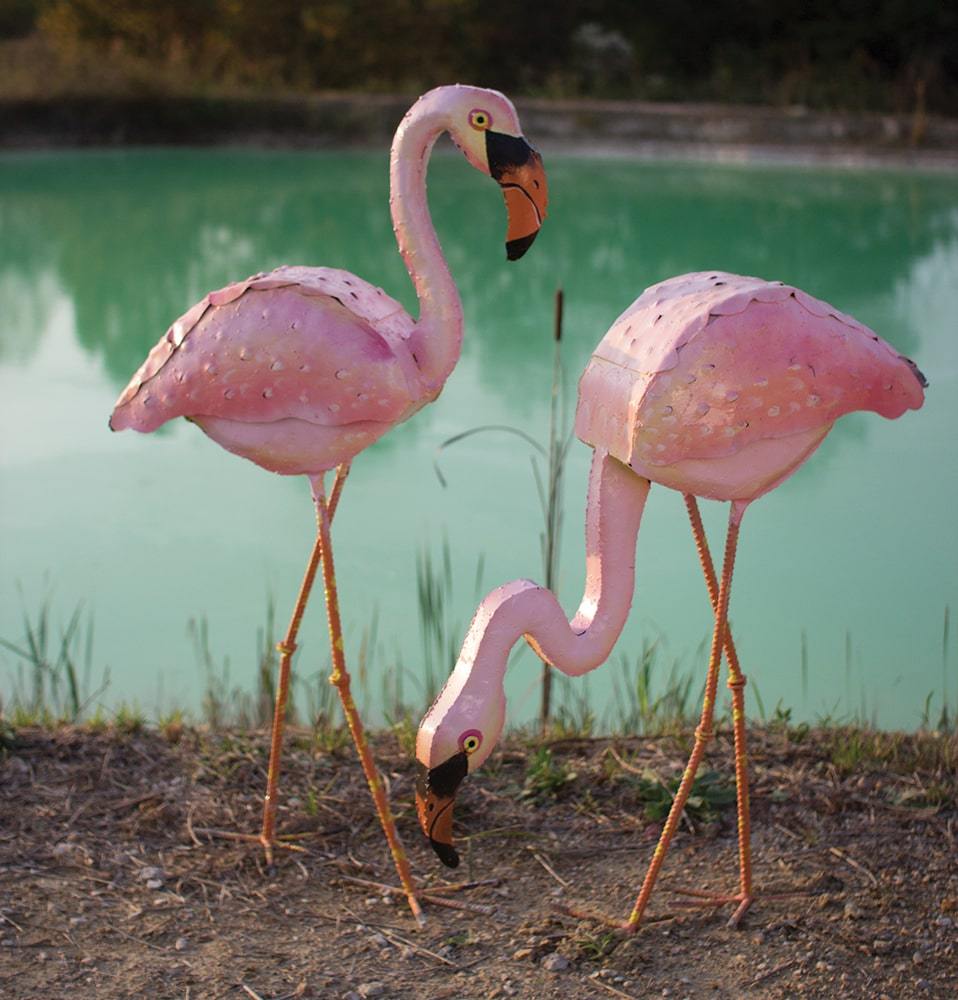 Kalalou Painted Metal Pink Flamingo