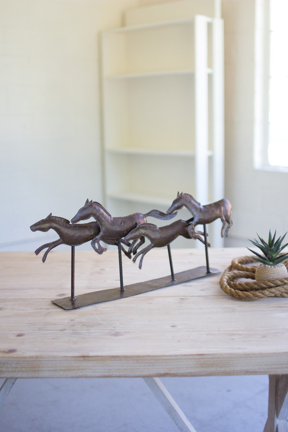 Kalalou Rustic Metal Horses On Base