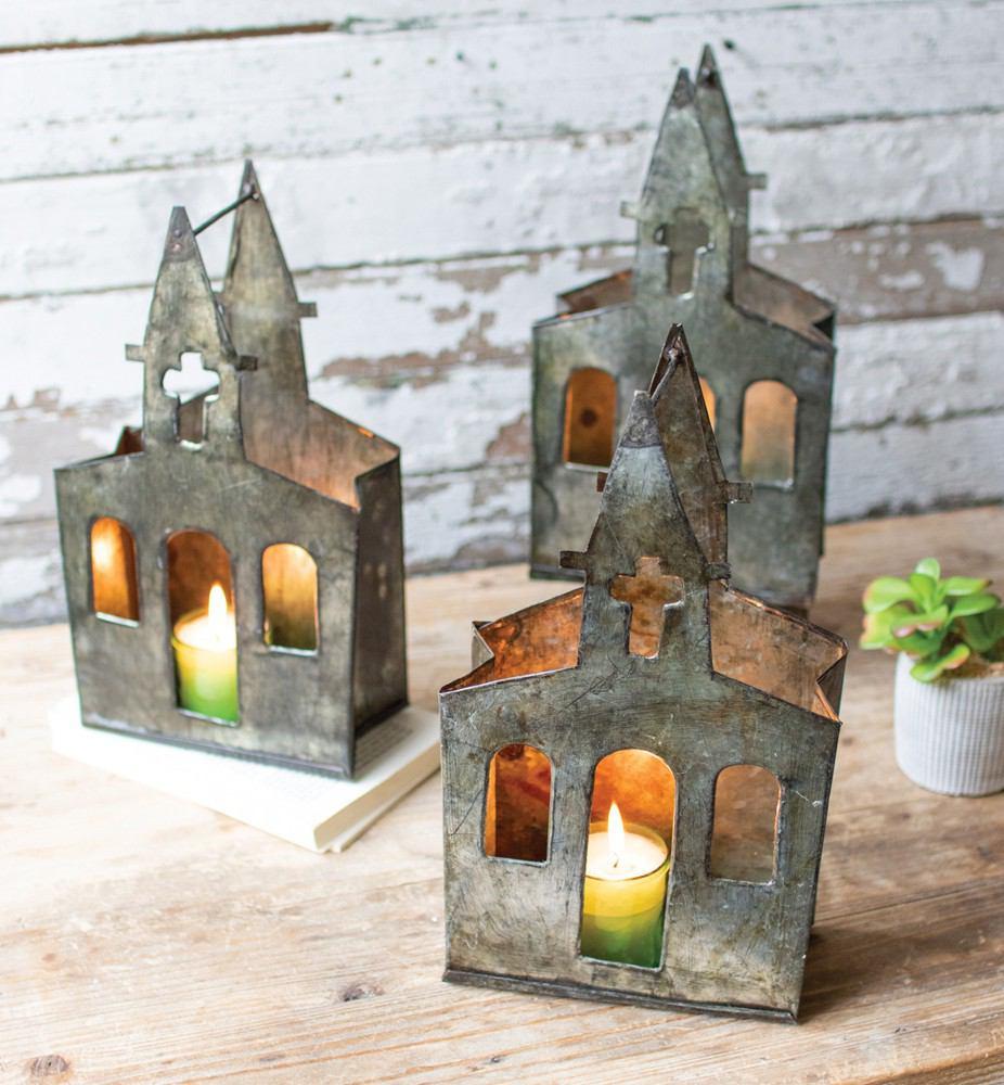 Kalalou Recycled Metal Church Luminary - Set Of 6