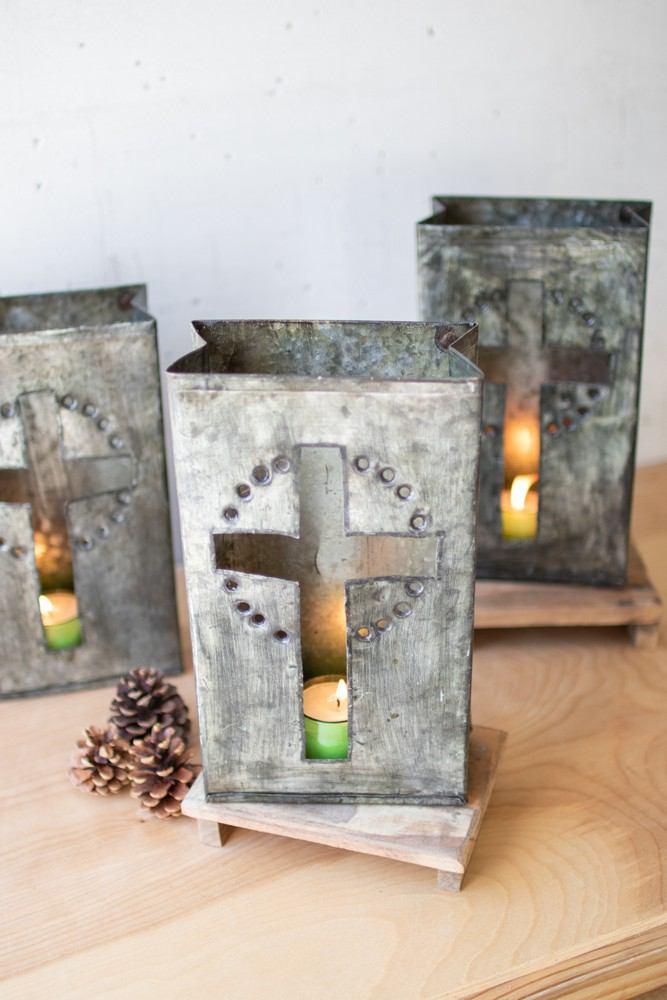 Kalalou Recycled Metal Cross Luminary - Set Of 6