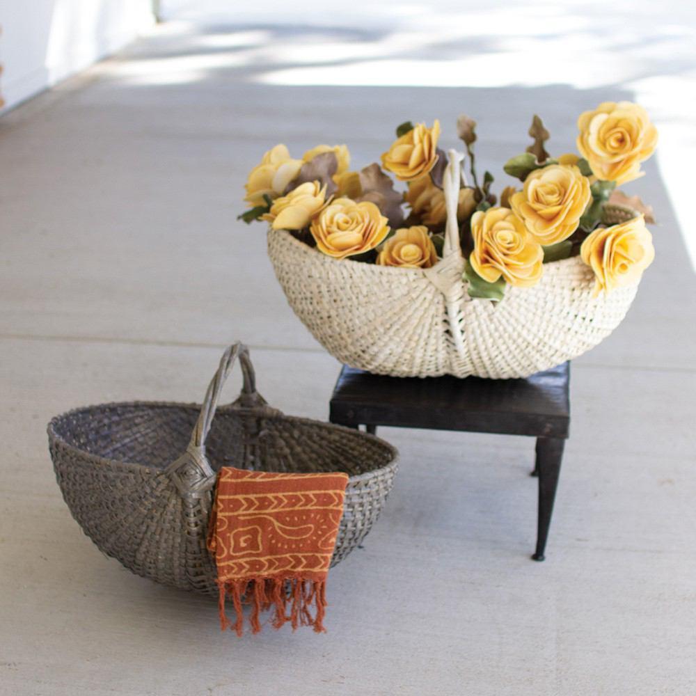 Kalalou Set Of 2 Woven Split Wood Egg Baskets