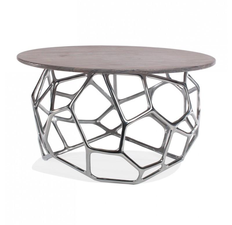 Gold Leaf Design Group Cell Coffee Table with Marble Top
