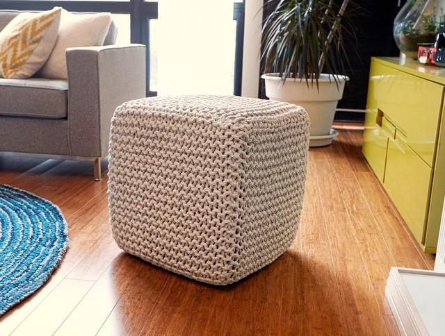 Anji Mountain Ivory Jute Pouf
