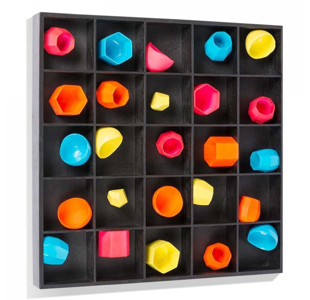 Gold Leaf Design Group Shadow Box With Bright Shapes
