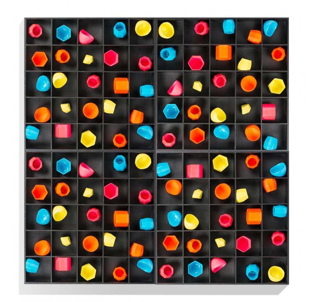 Gold Leaf Design Group Shadow Box With Bright Shapes