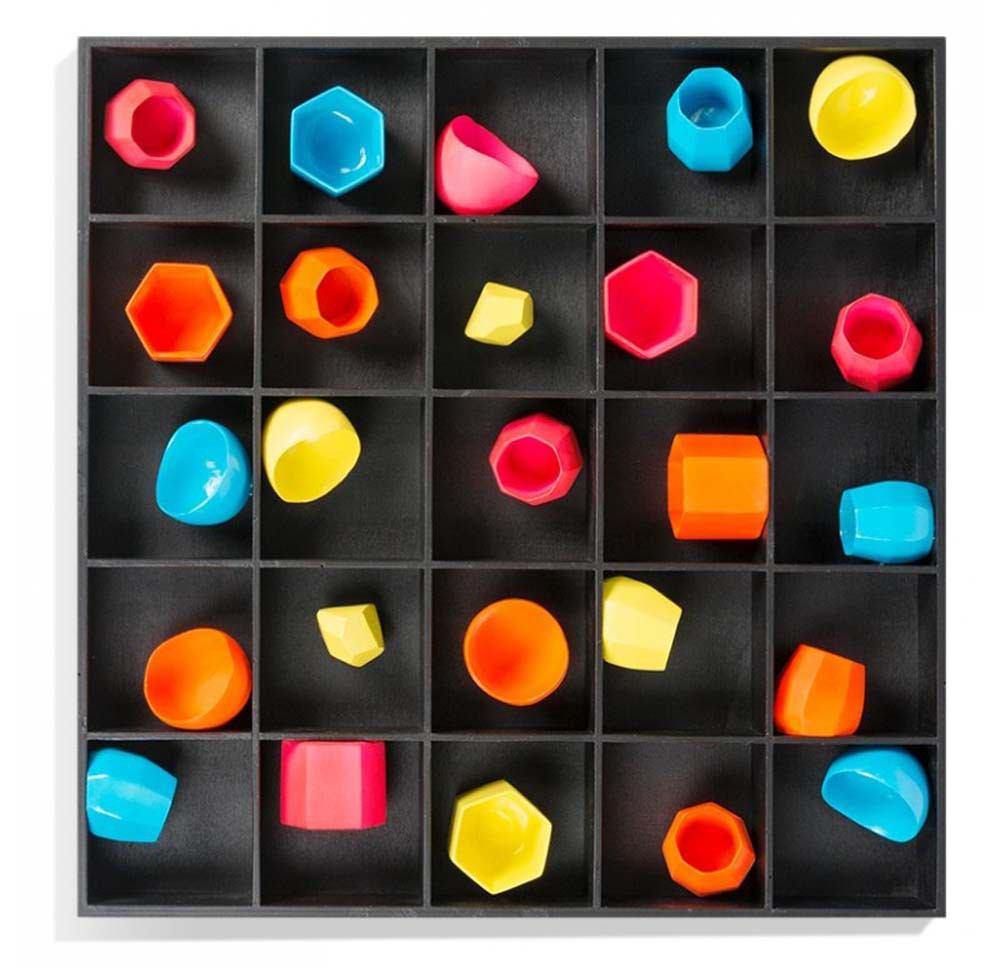 Gold Leaf Design Group Shadow Box With Bright Shapes