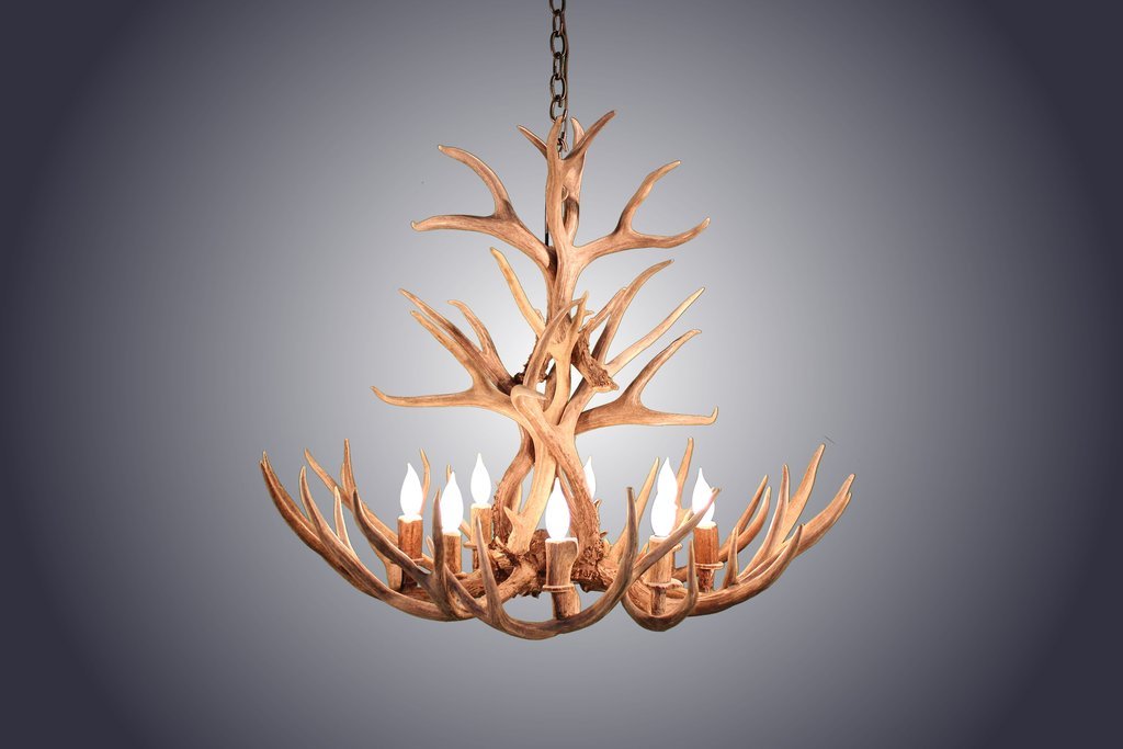 Antlerworx 8 Light Tall Mule Deer Antler Chandelier (AWC-3)