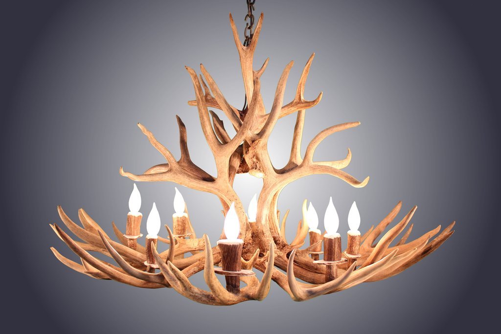 Antlerworx 8 Light Oval Mule Deer Antler Chandelier (AWC-5)