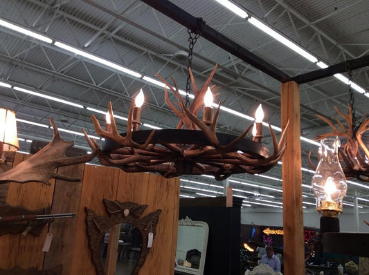 Antlerworx 8 Light Wagon Wheel Antler Chandelier (AWC-64)
