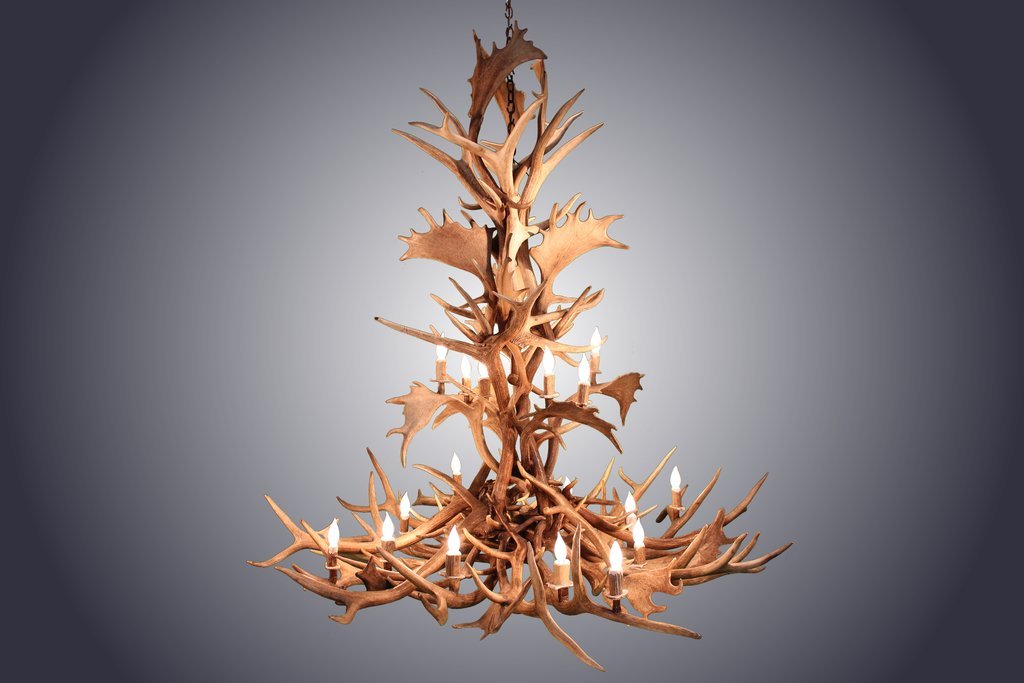 Antlerworx 18 Light Elk & Fallow Antler Chandelier (AWC-86)