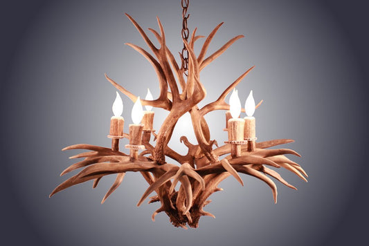 Antlerworx 6 Light Inverted Mule Deer Antler Chandelier (AWC-90)
