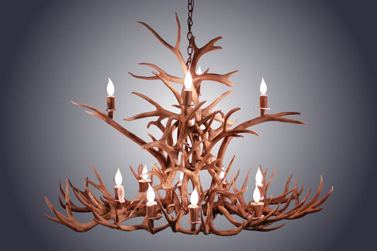 Antlerworx 12 Light Flared Elk & Mule Deer Elongated Antler Chandelier (AWC-91)