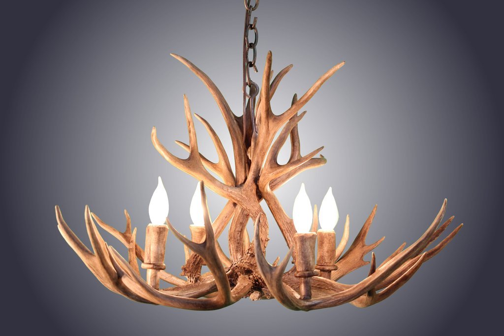 Antlerworx 4 Light Mule Deer Antler Chandelier (AWC-9)