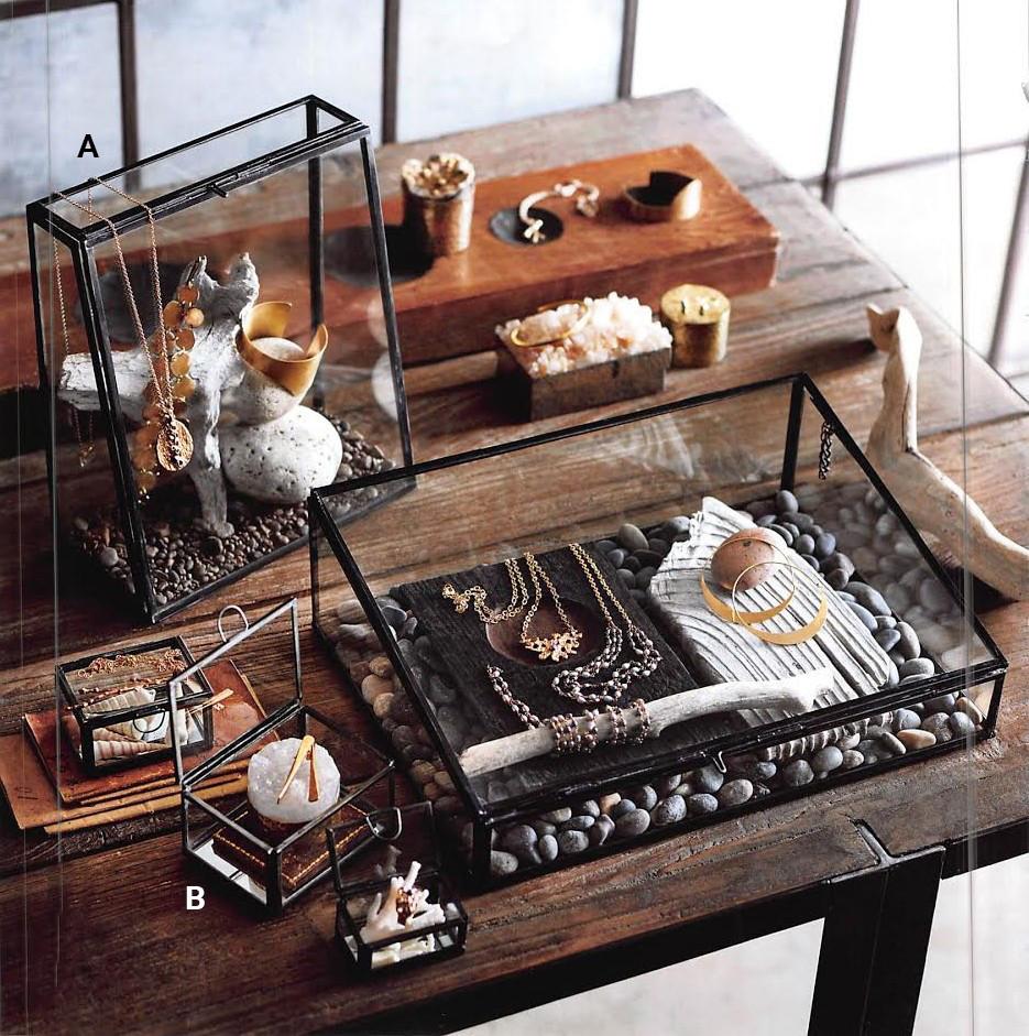 Roost Antique Iron Angled Display Cases