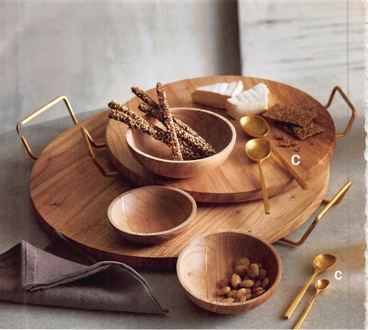 Roost Square Handle Brass Serving Spoons - 4Pcs/Set Of 3