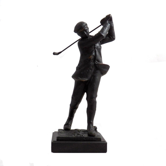 Bey-Berk Bronzed Metal Golfer on Marble Base