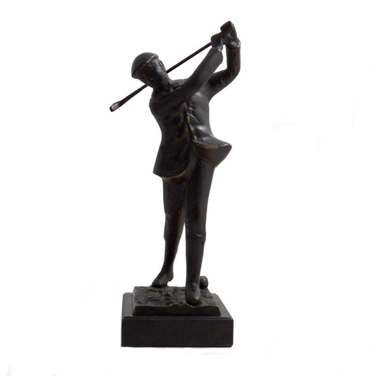 Bey-Berk Bronzed Metal Golfer on Marble Base
