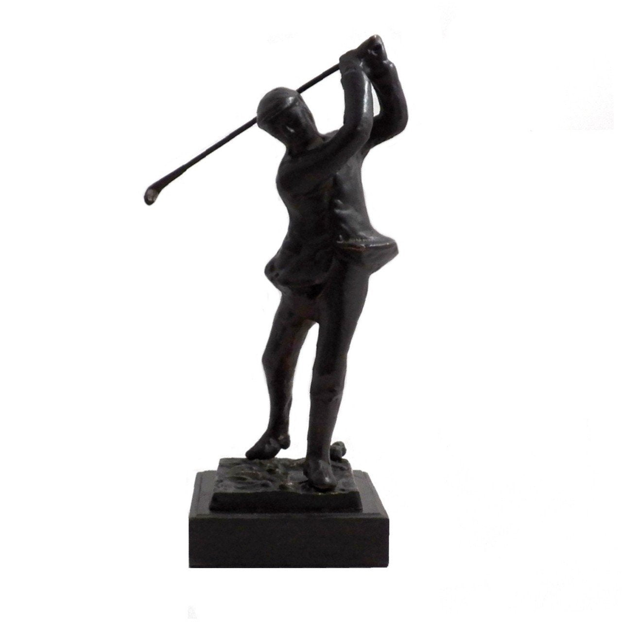 Bey-Berk Bronzed Metal Golfer on Marble Base