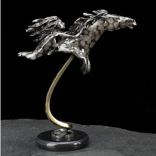 Bey-Berk "Girl & Horse" Bronze Sculpture