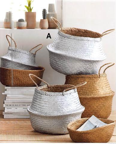 Roost Metaliic Seagrass Convertible Baskets - 3Pcs/Set Of 2