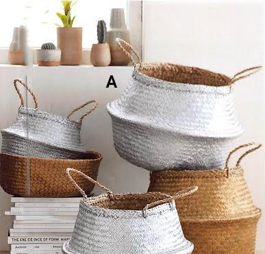 Roost Metaliic Seagrass Convertible Baskets - 3Pcs/Set Of 2