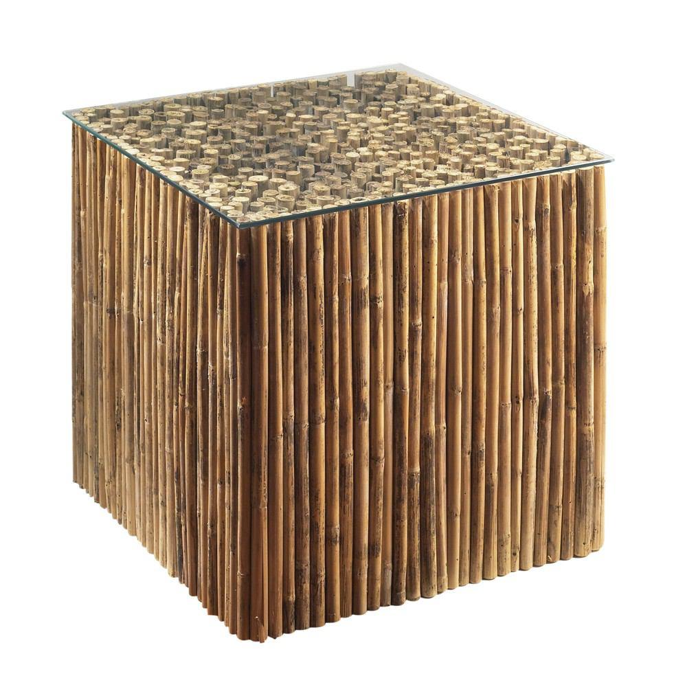 Padma's Plantation Bamboo Stick Bunching Table Base With Glass