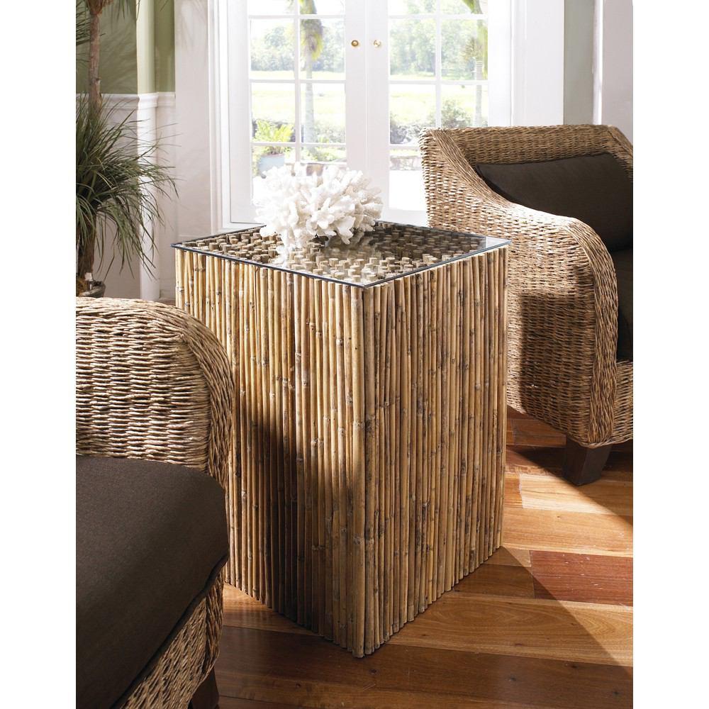 Padma's Plantation Bamboo Stick Side Table Base With Glass