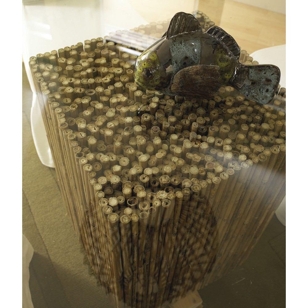 Padma's Plantation Bamboo Stick Side Table Base With Glass
