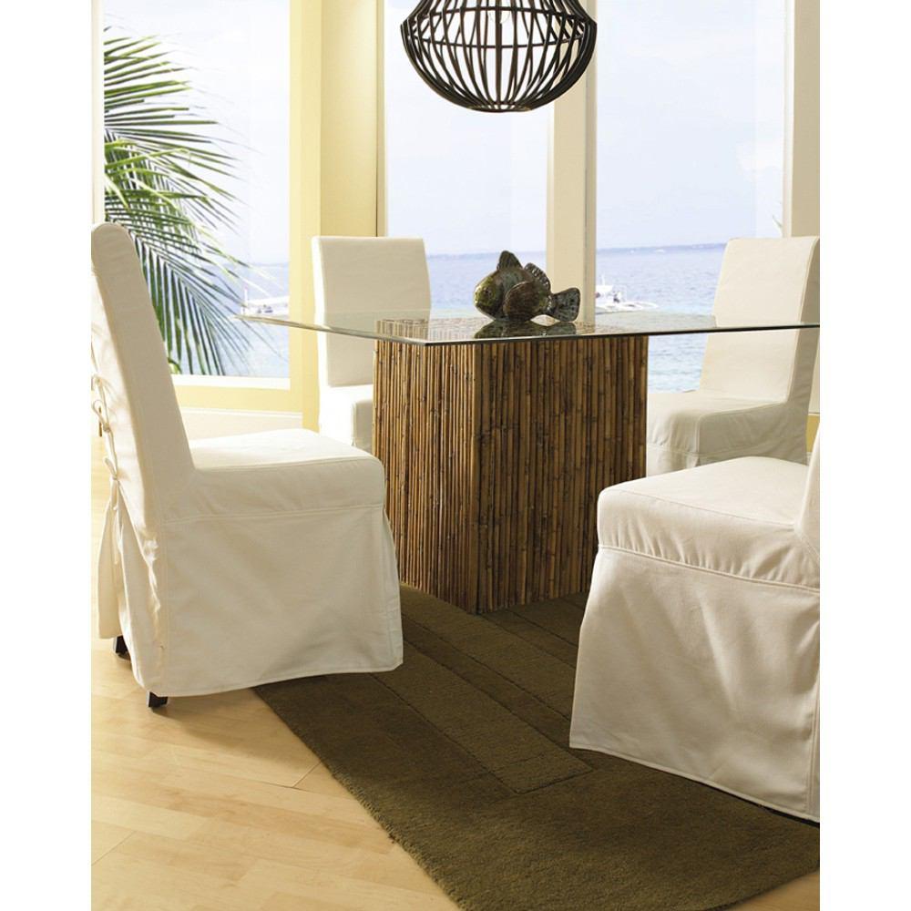 Padma's Plantation Bamboo Stick Dining Table Base With Glass