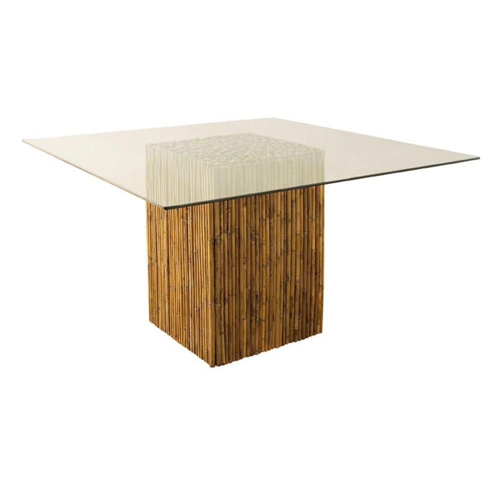 Padma's Plantation Bamboo Stick Dining Table Base With Glass