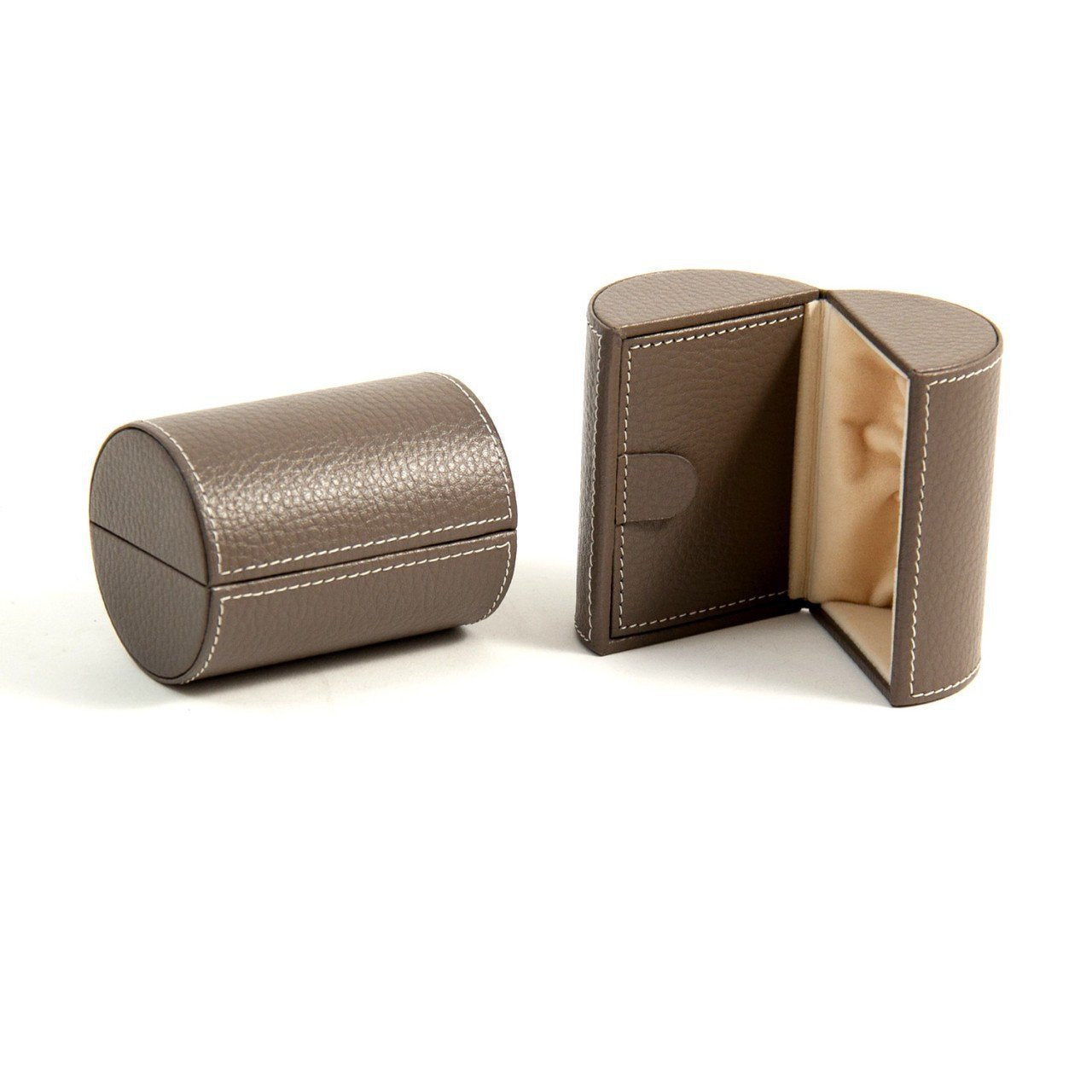 Bey-Berk Grey Leather Jewelry Case